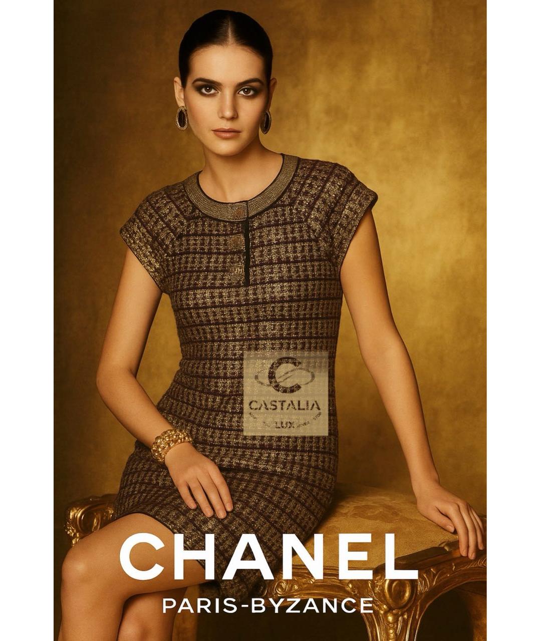 CHANEL Мульти кашемировое коктейльное платье, фото 2