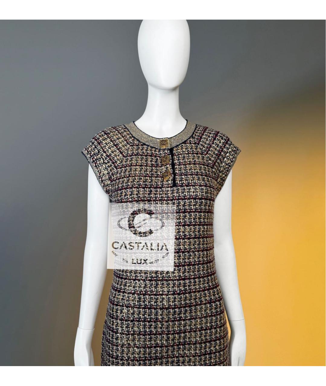CHANEL Мульти кашемировое коктейльное платье, фото 8
