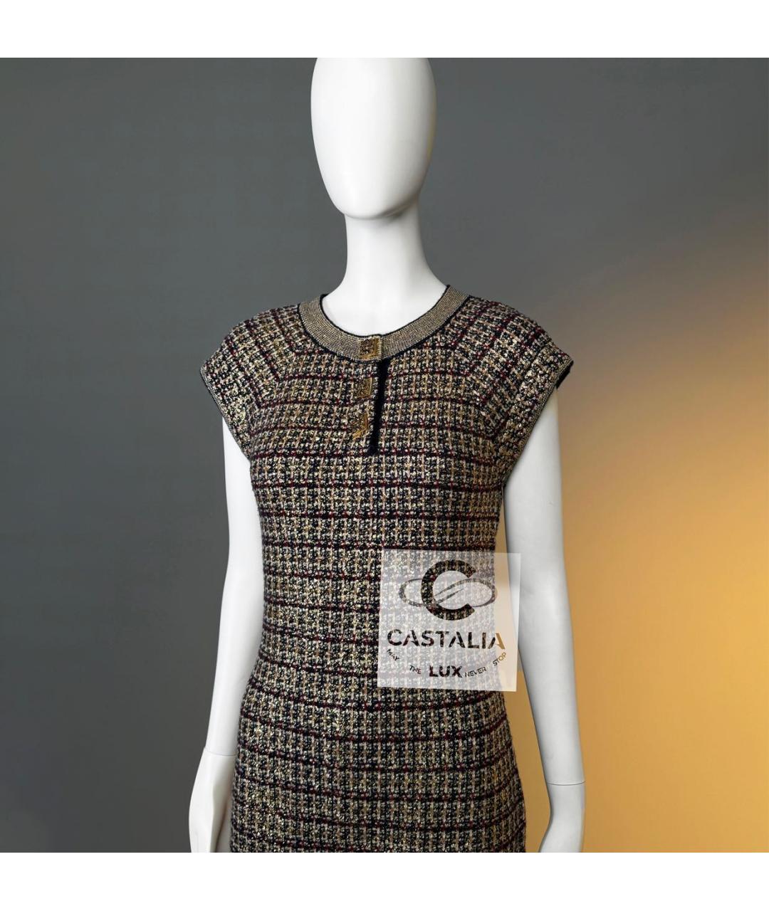 CHANEL Мульти кашемировое коктейльное платье, фото 4