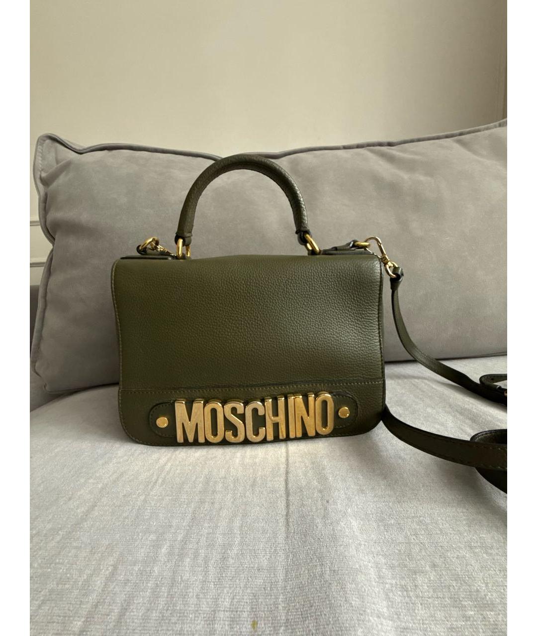 MOSCHINO Зеленая кожаная сумка через плечо, фото 6