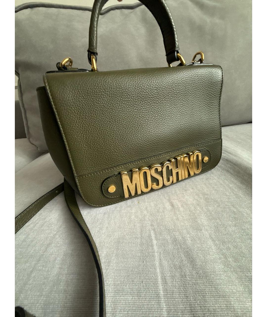 MOSCHINO Зеленая кожаная сумка через плечо, фото 5