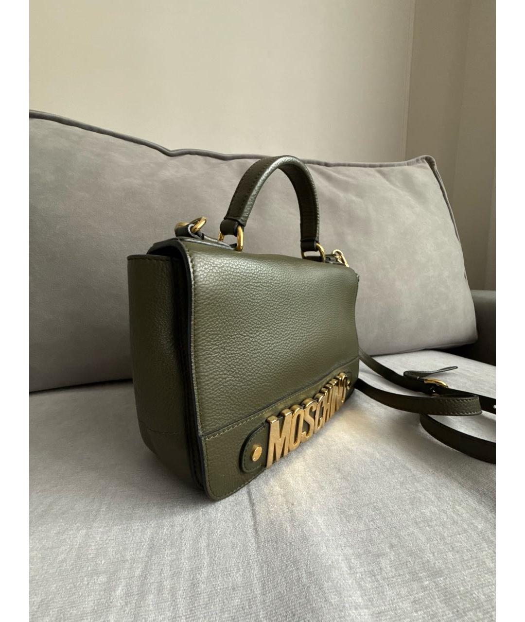 MOSCHINO Зеленая кожаная сумка через плечо, фото 2