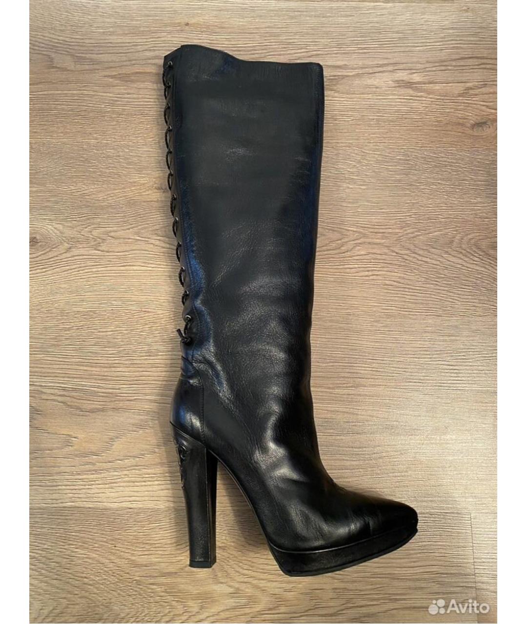 VERSACE Черные кожаные сапоги, фото 7