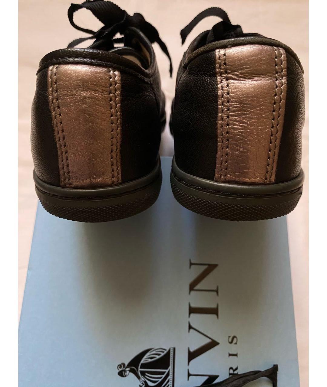 LANVIN Черные кожаные кеды, фото 4