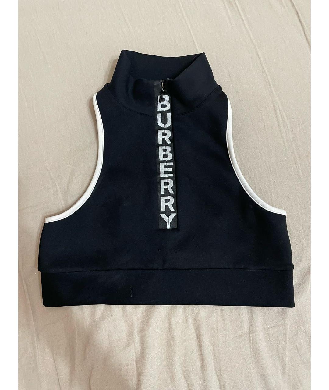 BURBERRY Черная полиэстеровая майка, фото 4