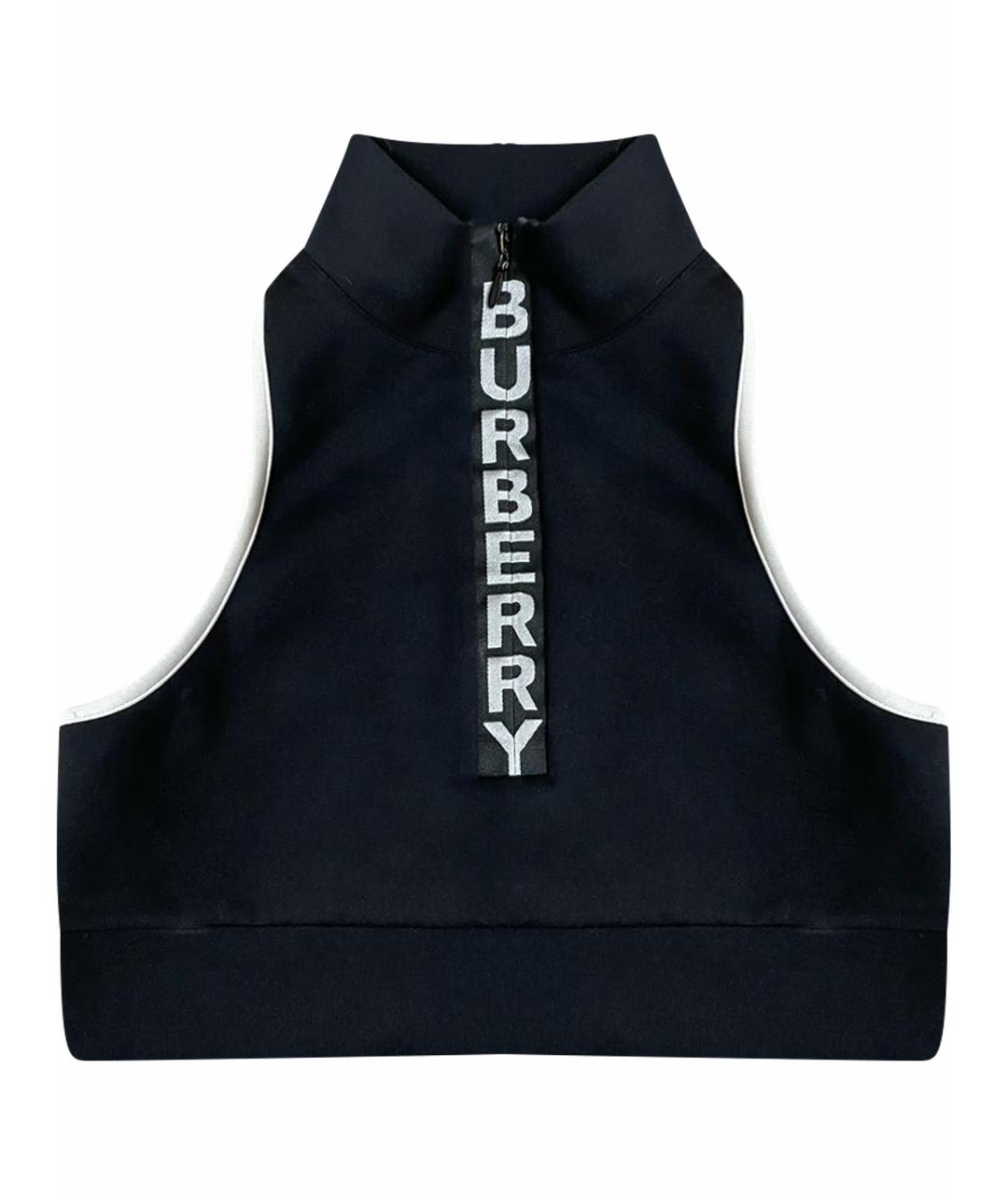 BURBERRY Черная полиэстеровая майка, фото 1