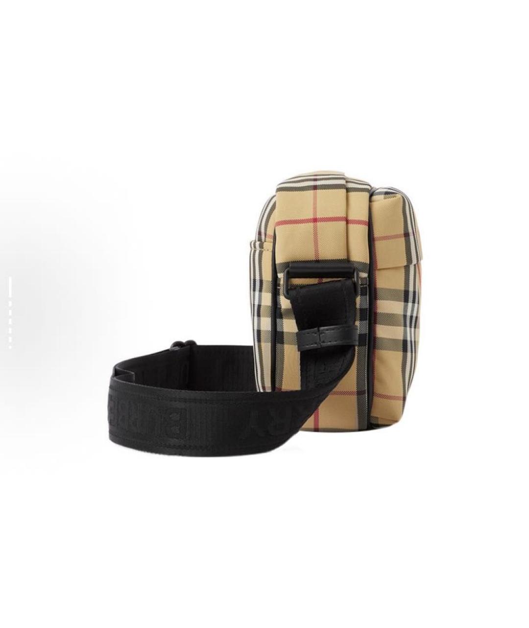 BURBERRY Бежевая синтетическая сумка на плечо, фото 2