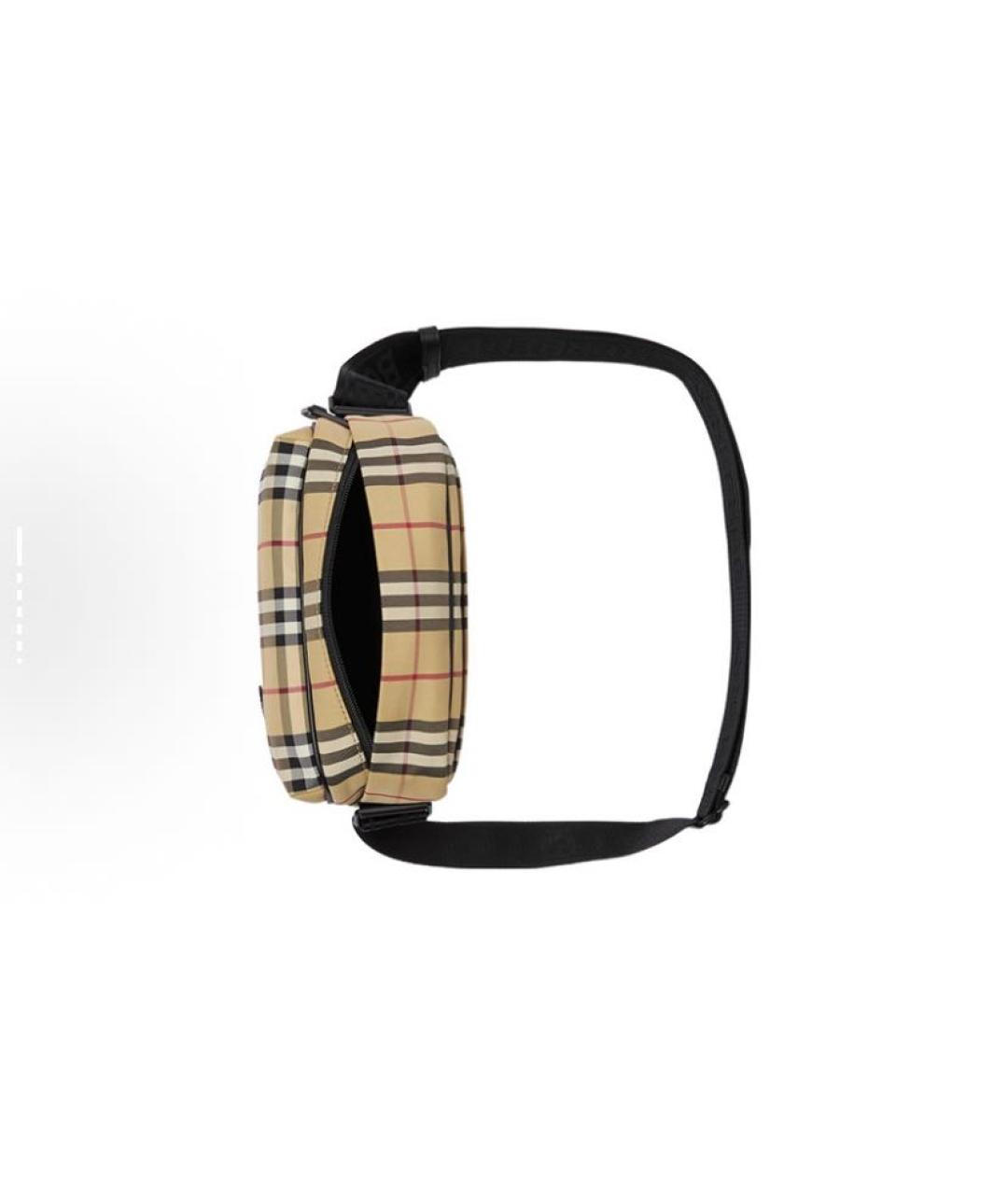 BURBERRY Бежевая синтетическая сумка на плечо, фото 4