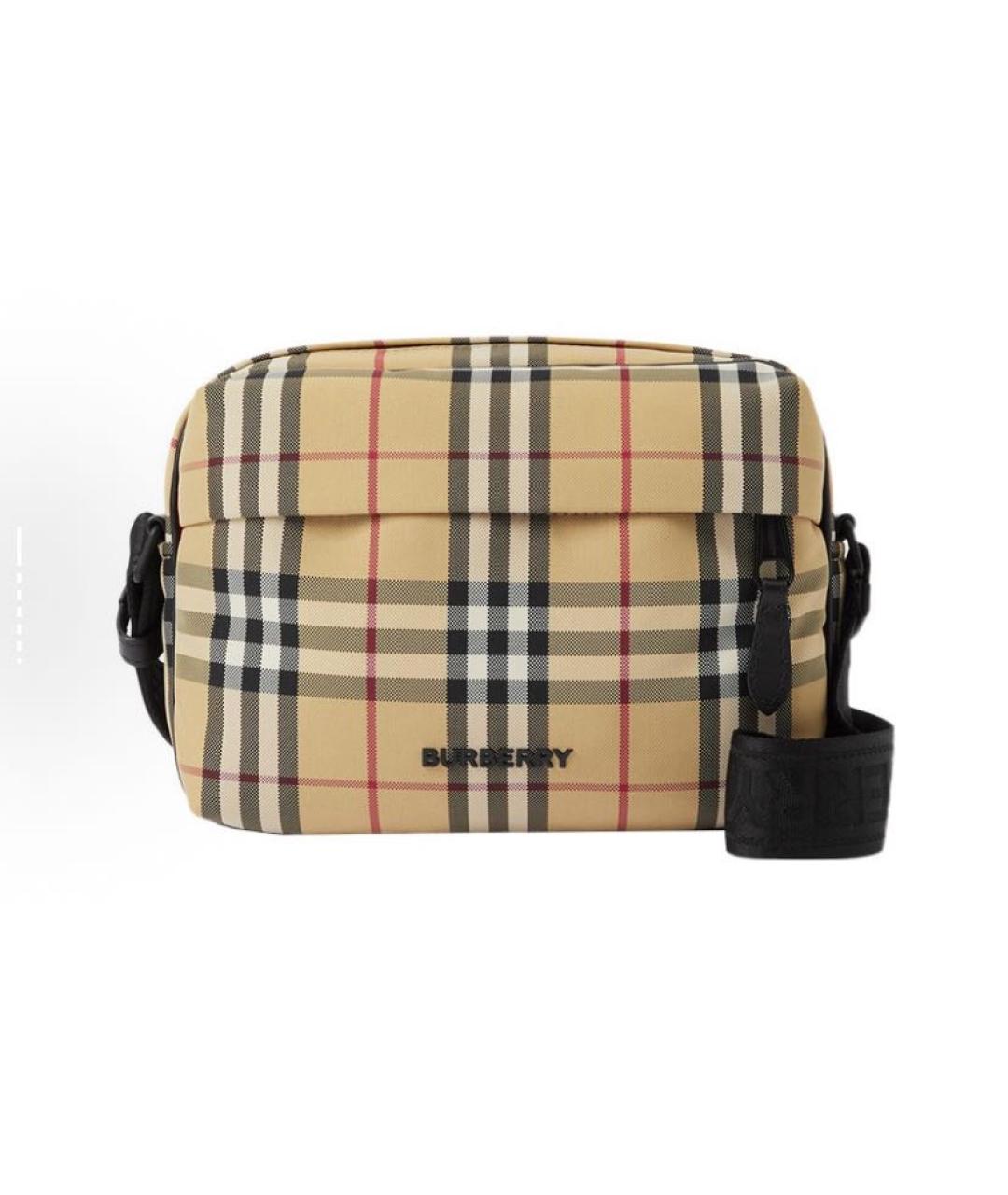 BURBERRY Бежевая синтетическая сумка на плечо, фото 5