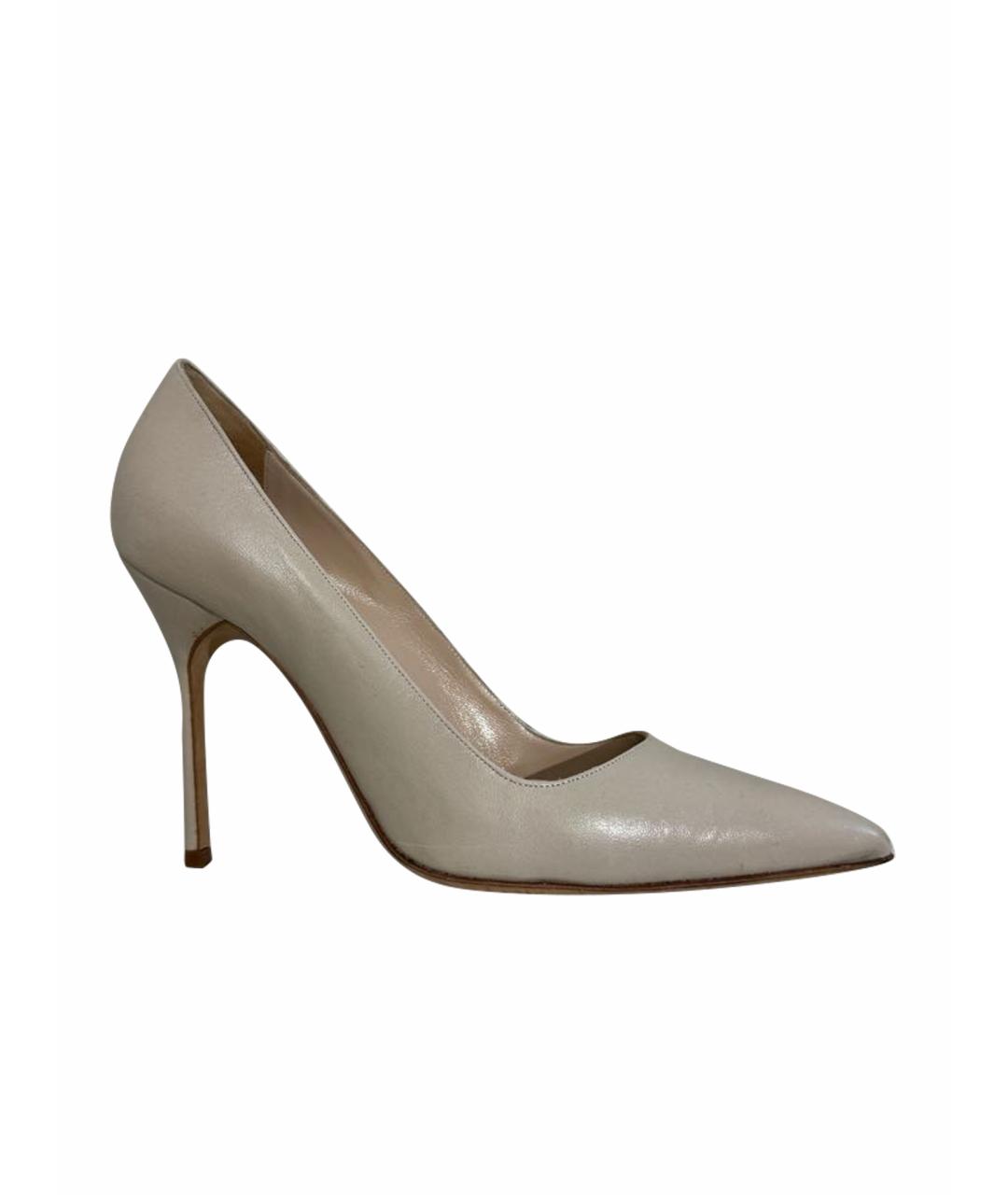 MANOLO BLAHNIK Бежевые кожаные туфли, фото 1