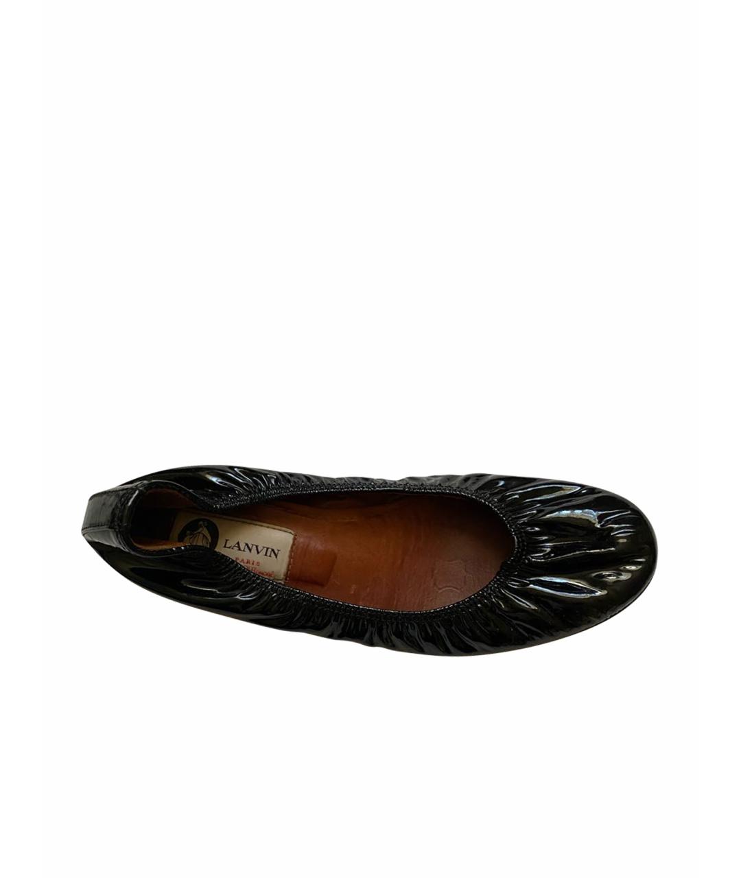 LANVIN Черные балетки из лакированной кожи, фото 1
