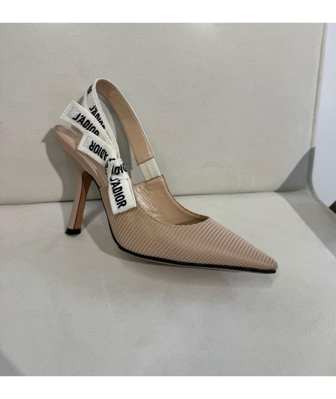 CHRISTIAN DIOR Бежевые текстильные туфли, фото 5