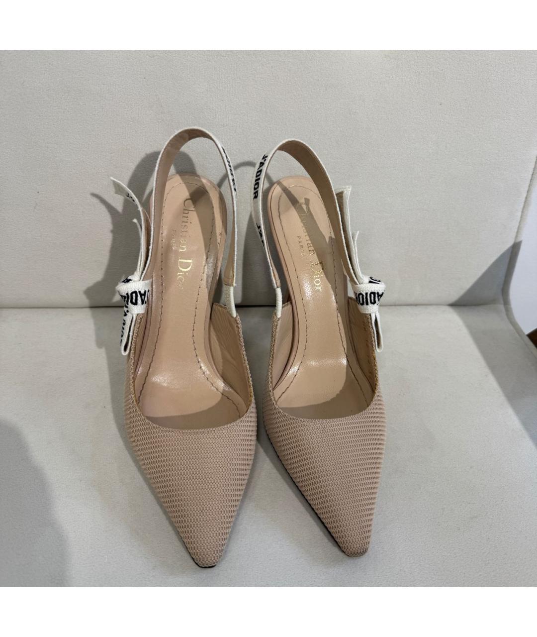 CHRISTIAN DIOR Бежевые текстильные туфли, фото 2