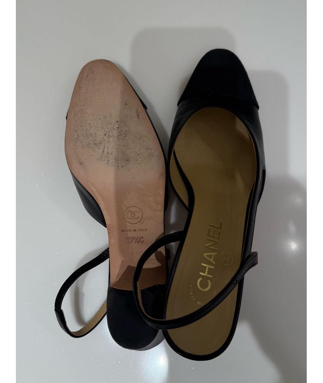 CHANEL Черные кожаные туфли, фото 5