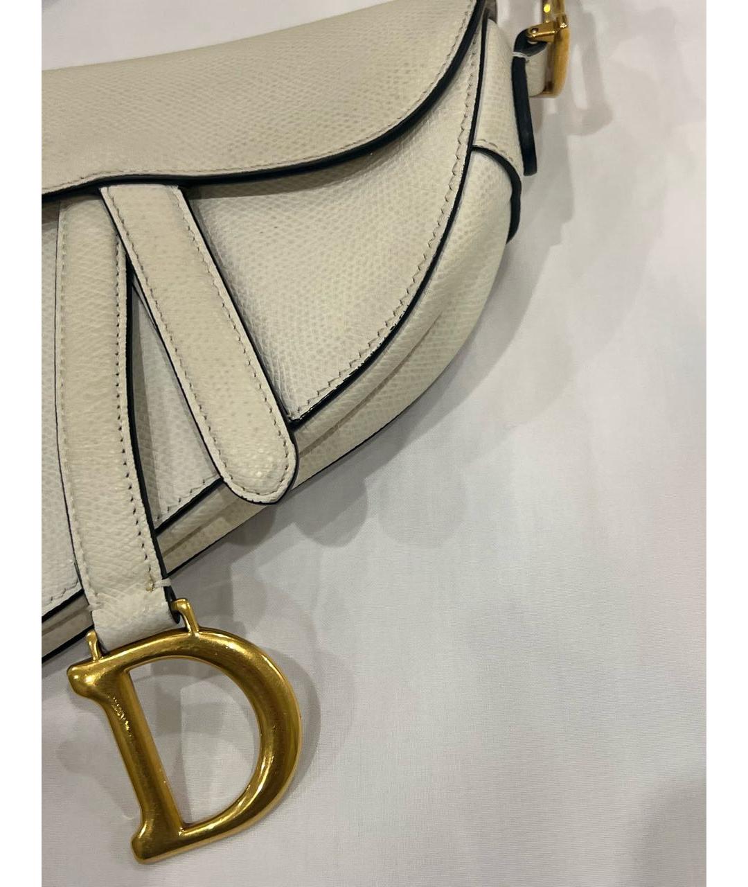 CHRISTIAN DIOR Белая кожаная сумка через плечо, фото 7