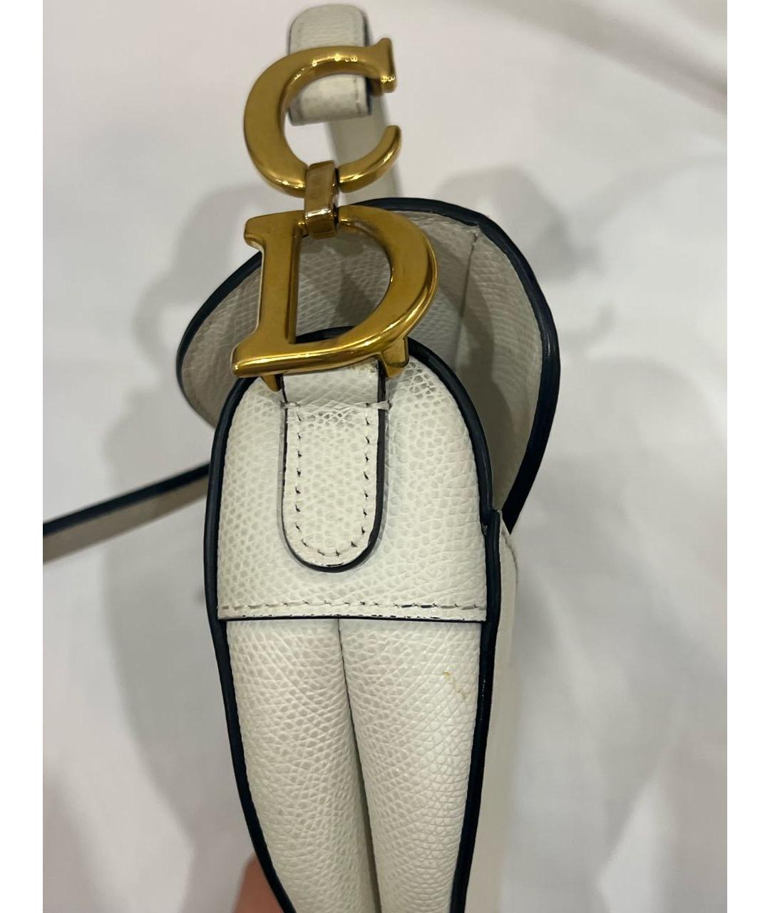 CHRISTIAN DIOR Белая кожаная сумка через плечо, фото 5