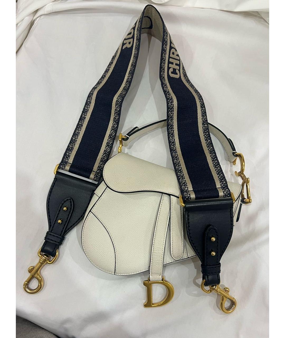CHRISTIAN DIOR Белая кожаная сумка через плечо, фото 3