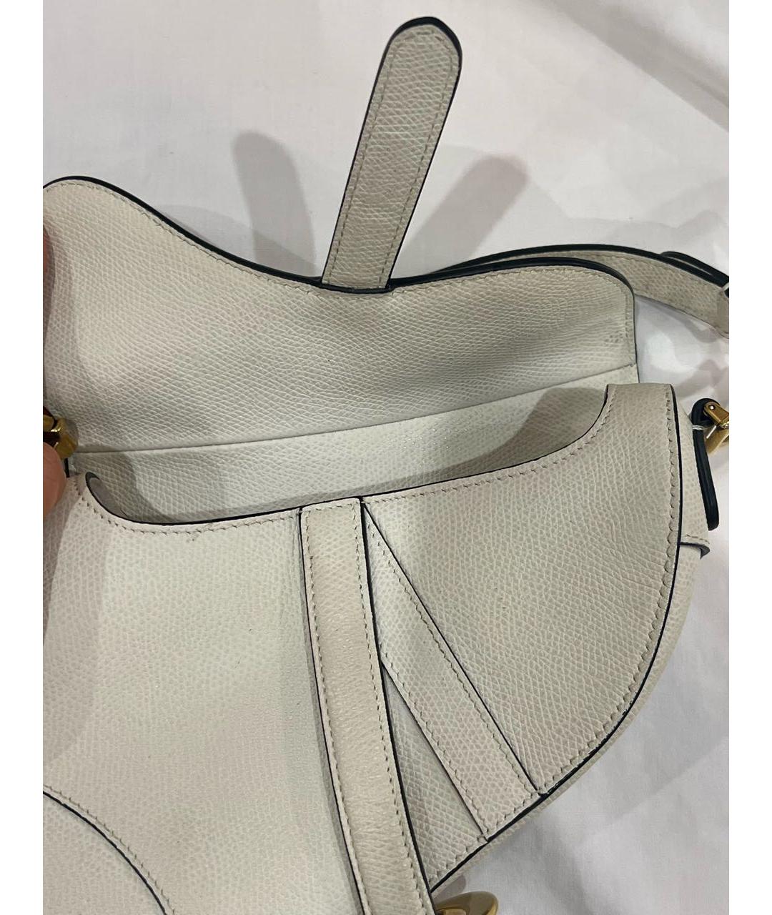 CHRISTIAN DIOR Белая кожаная сумка через плечо, фото 8