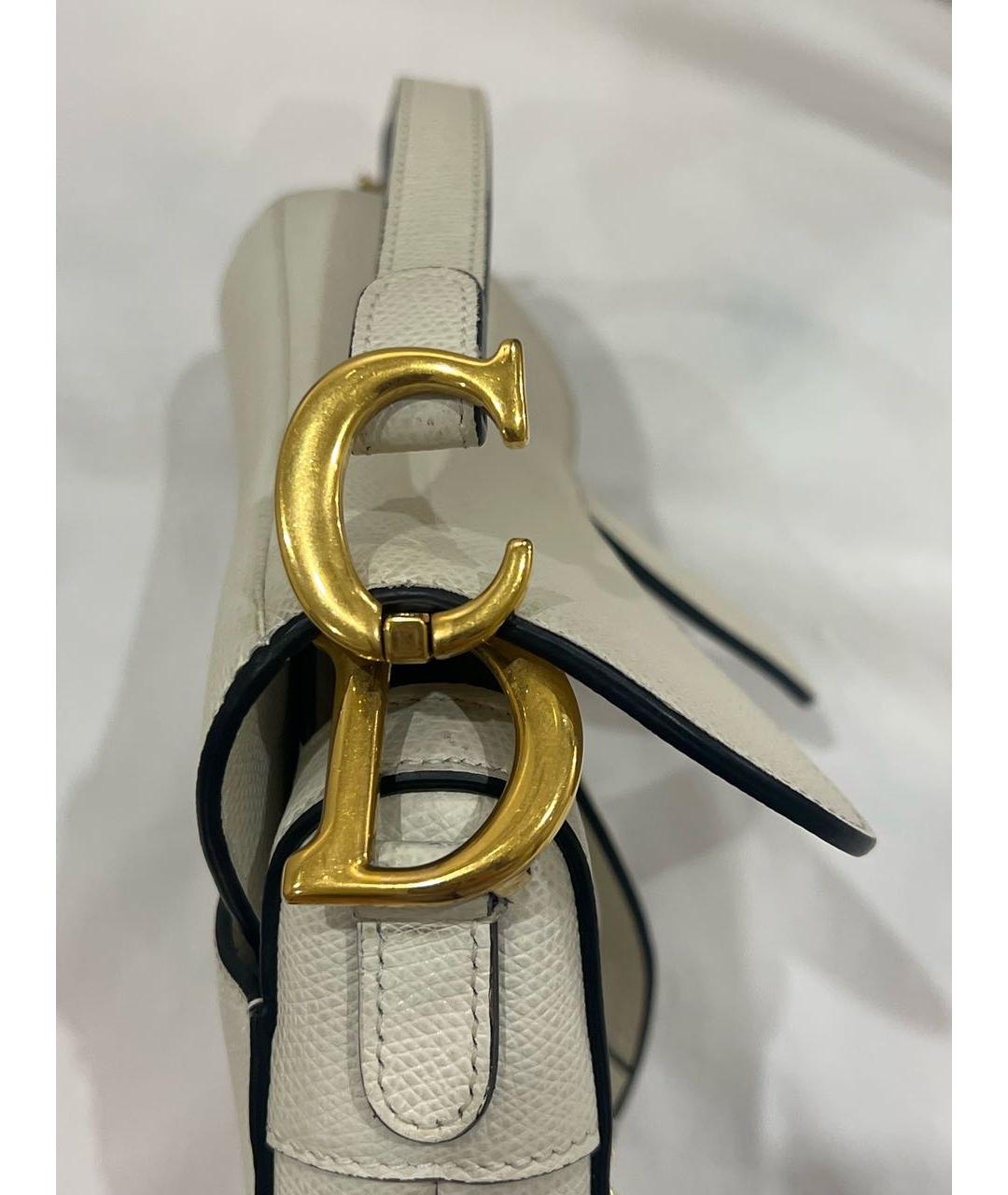 CHRISTIAN DIOR Белая кожаная сумка через плечо, фото 4