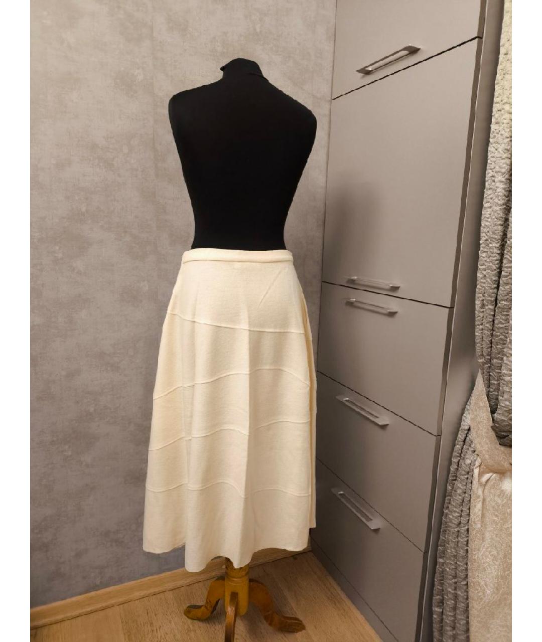 JIL SANDER Бежевая шерстяная юбка миди, фото 2