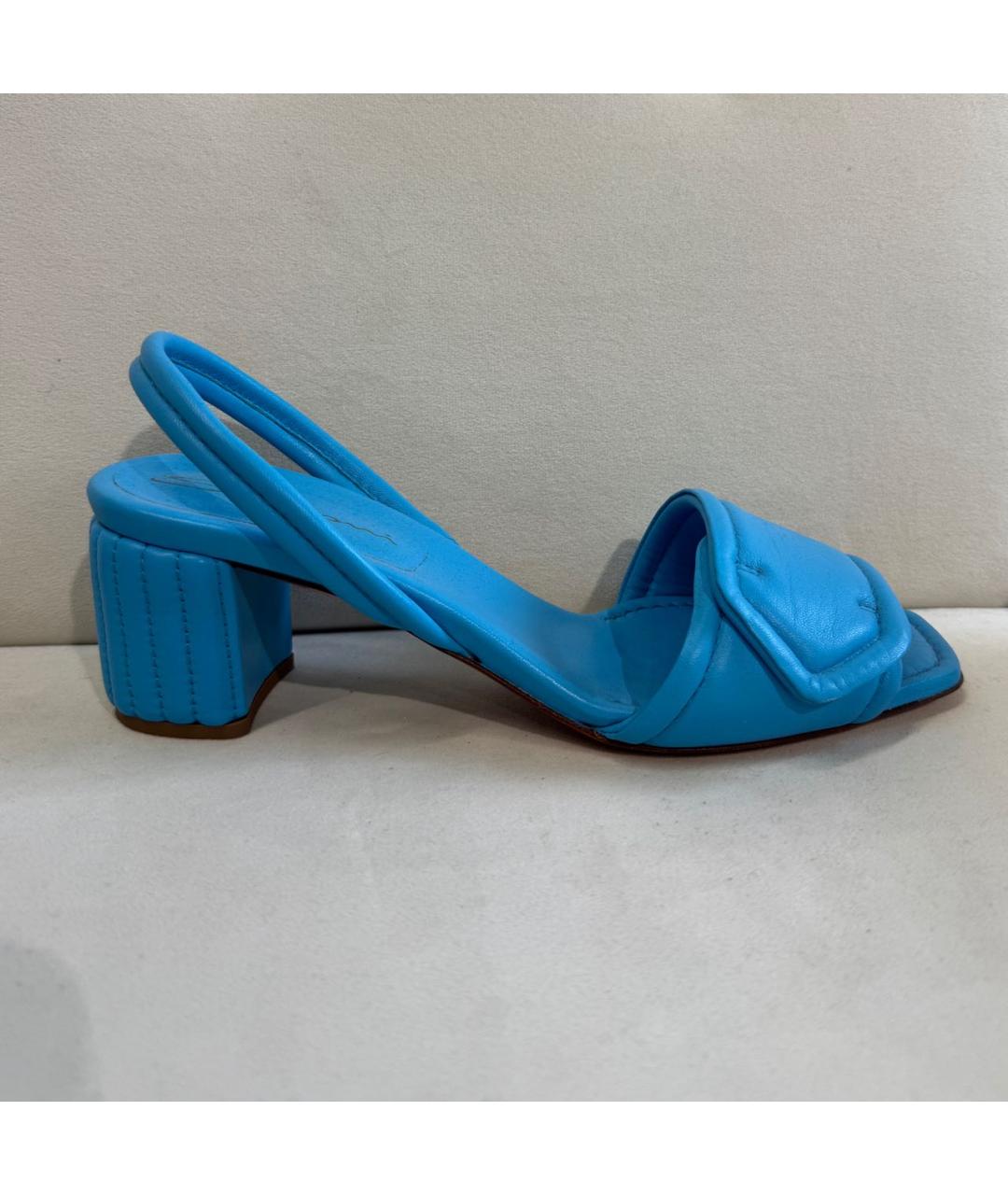 SANTONI Голубые кожаные босоножки, фото 5