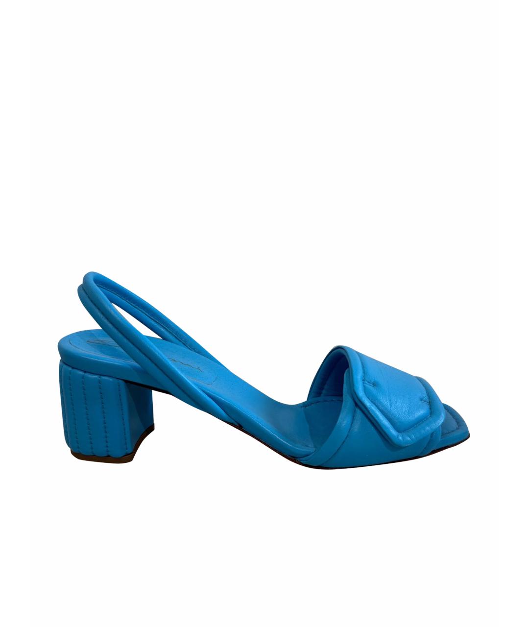 SANTONI Голубые кожаные босоножки, фото 1
