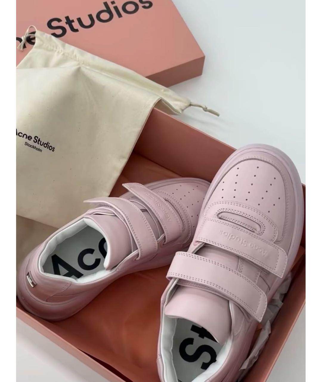 ACNE STUDIOS Розовые кожаные кроссовки, фото 4
