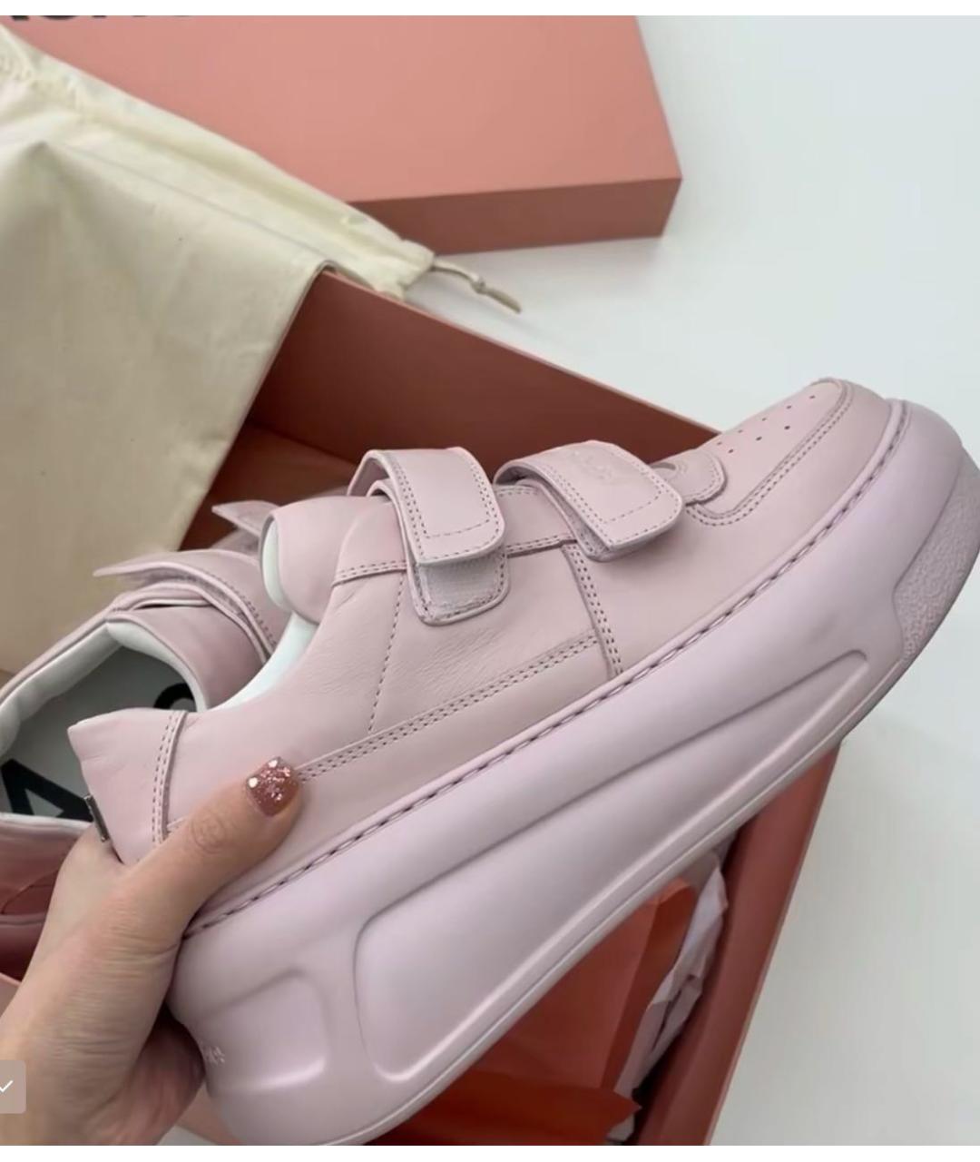 ACNE STUDIOS Розовые кожаные кроссовки, фото 5