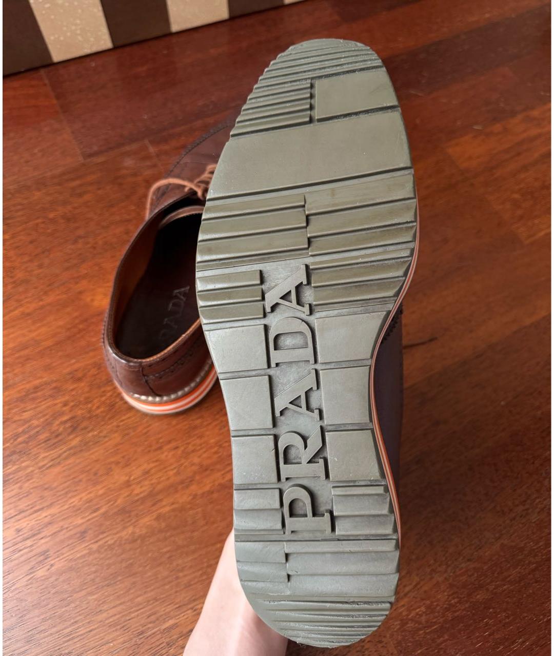 PRADA Коричневые кожаные туфли, фото 4