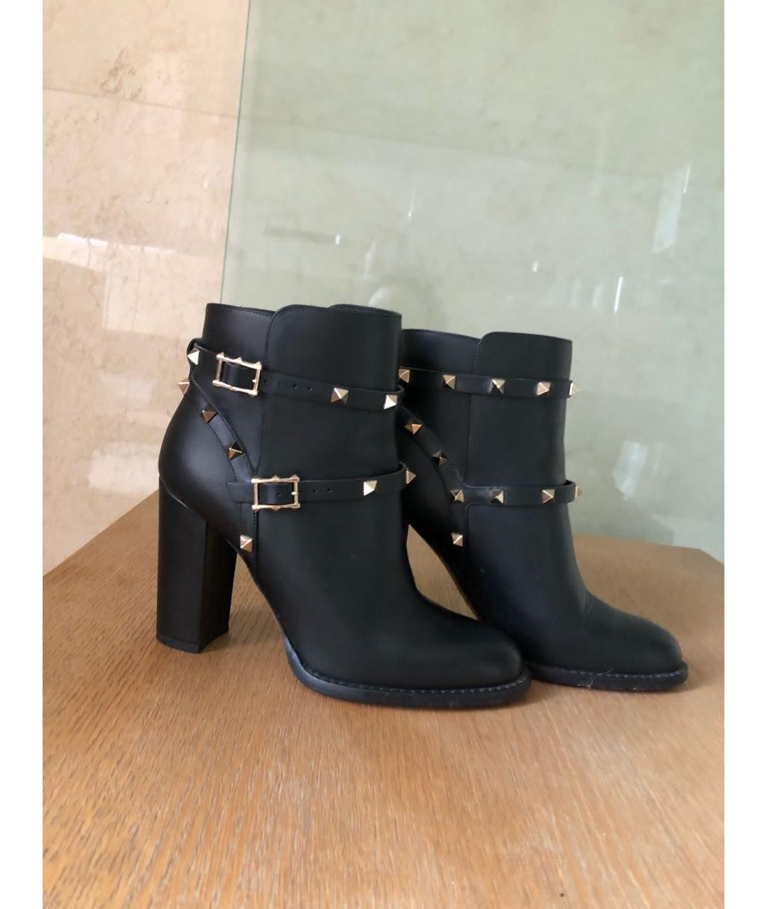 VALENTINO Черные кожаные ботильоны, фото 6