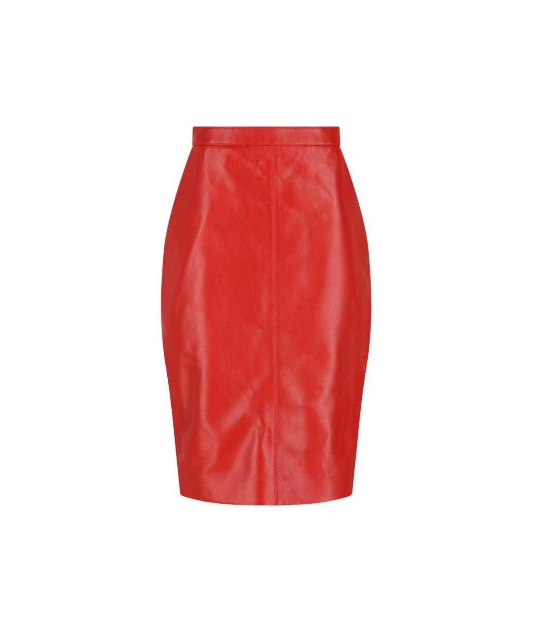SAINT LAURENT Красная кожаная юбка миди, фото 1