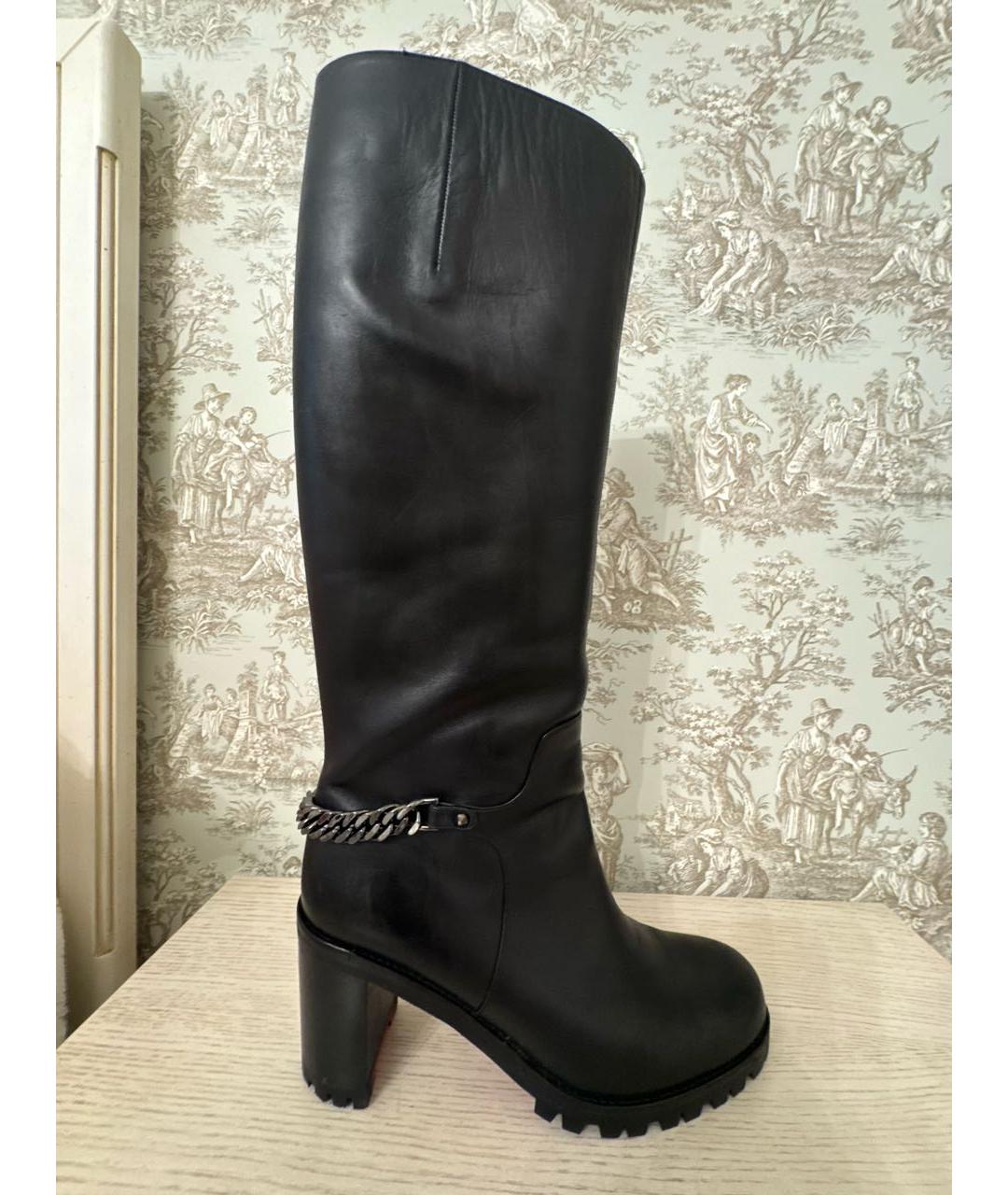 CHRISTIAN LOUBOUTIN Черные кожаные сапоги, фото 5