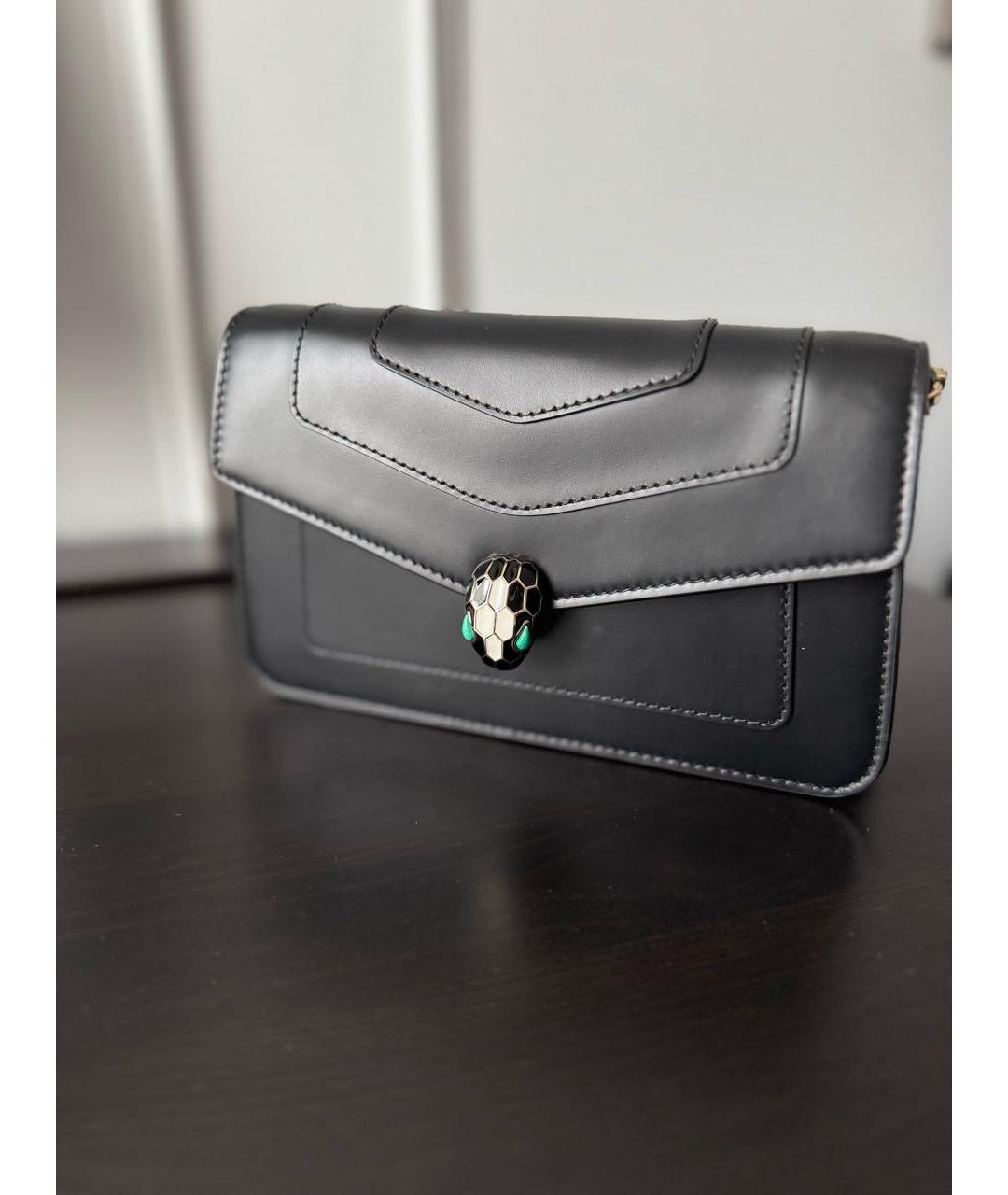 BVLGARI Черная кожаная сумка через плечо, фото 5