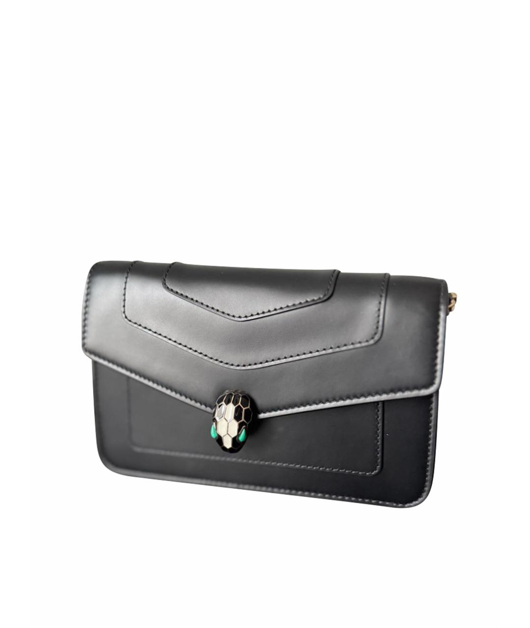 BVLGARI Черная кожаная сумка через плечо, фото 1