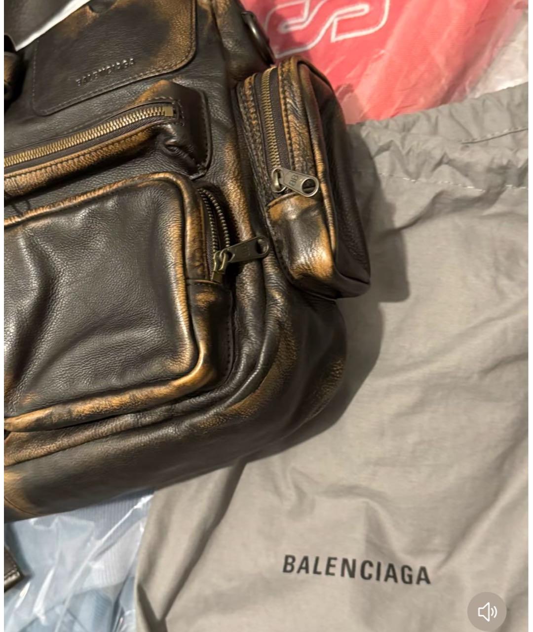 BALENCIAGA Антрацитовая кожаная сумка на плечо, фото 3