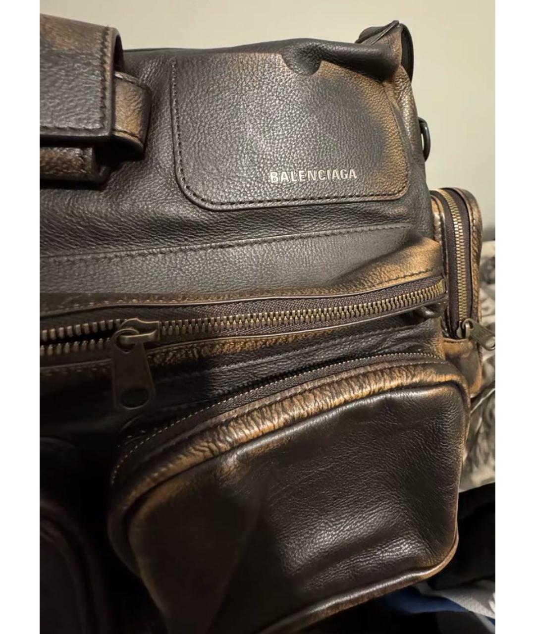 BALENCIAGA Антрацитовая кожаная сумка на плечо, фото 4