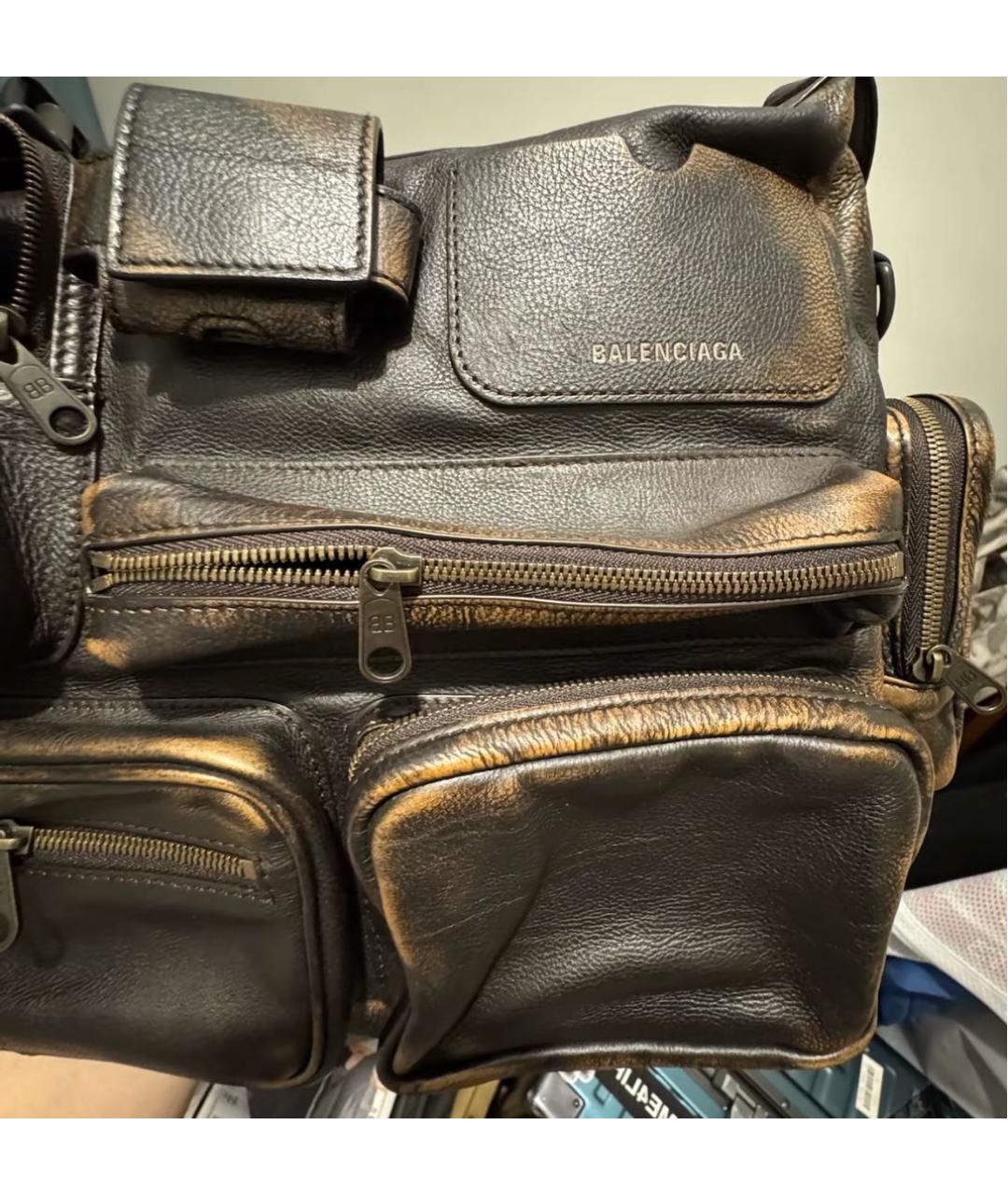 BALENCIAGA Антрацитовая кожаная сумка на плечо, фото 5