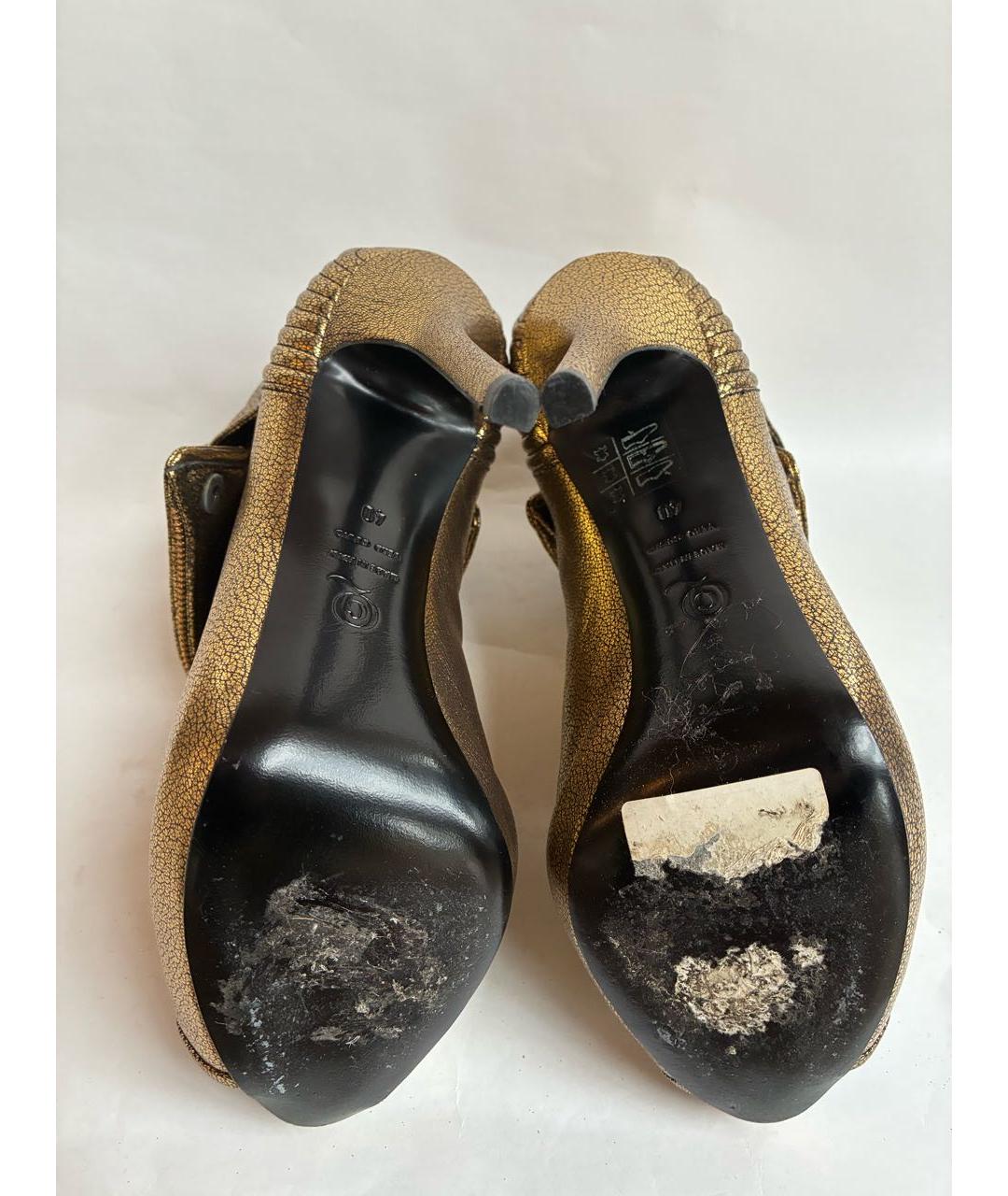 ALEXANDER MCQUEEN Золотые кожаные туфли, фото 6
