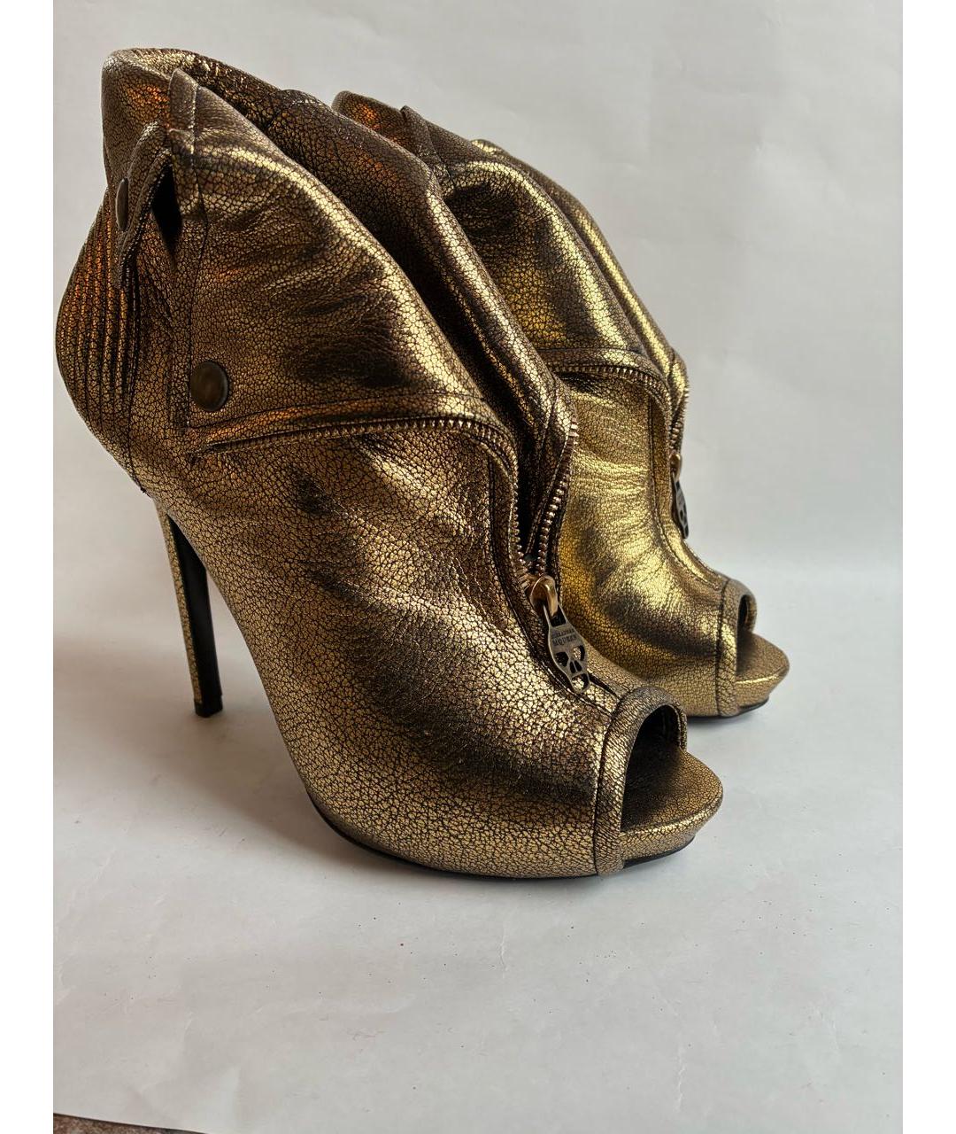 ALEXANDER MCQUEEN Золотые кожаные туфли, фото 8