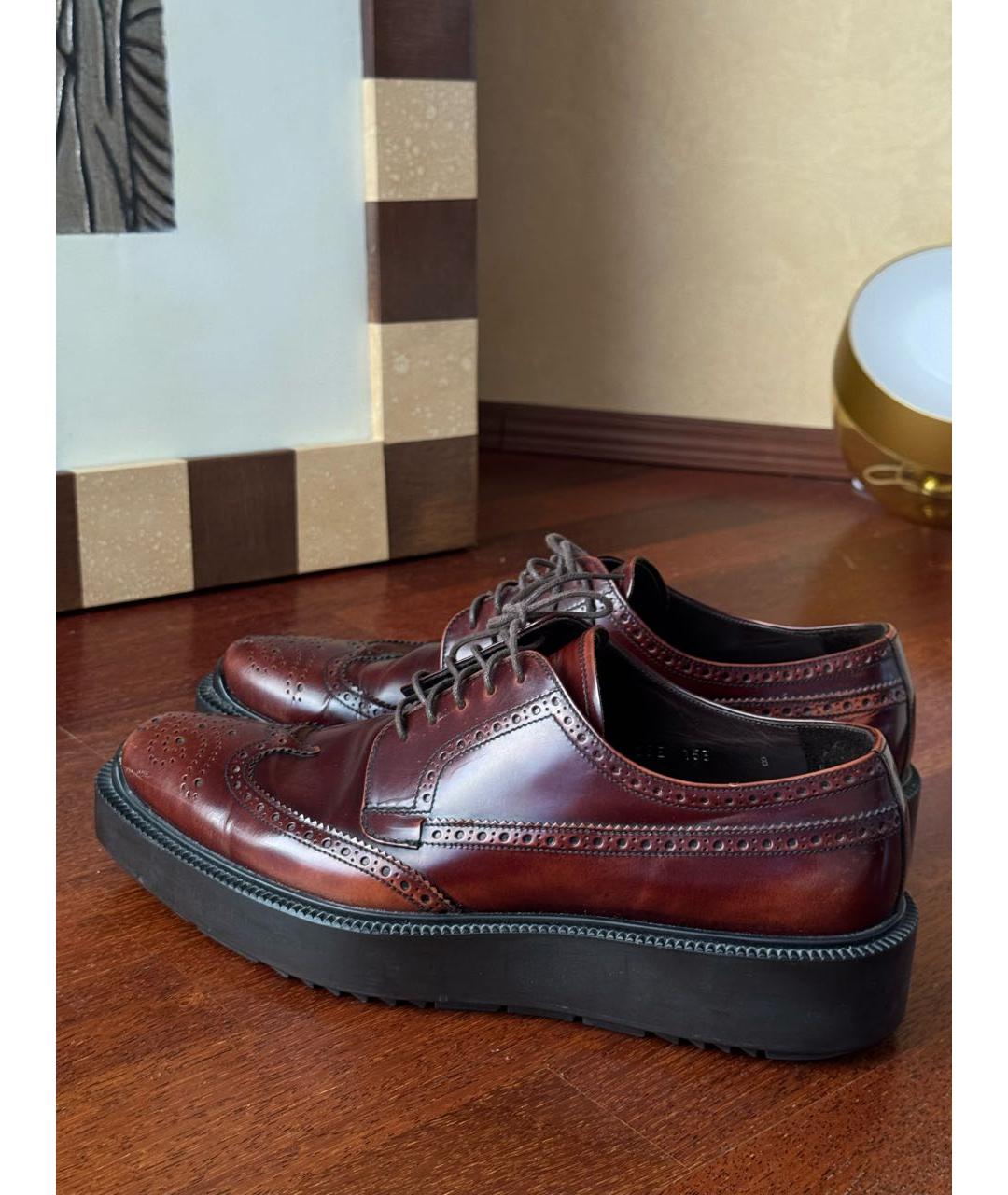 PRADA Коричневые кожаные туфли, фото 9