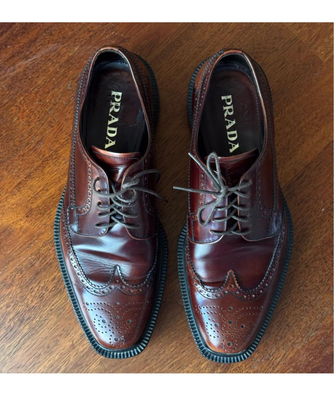 PRADA Коричневые кожаные туфли, фото 3