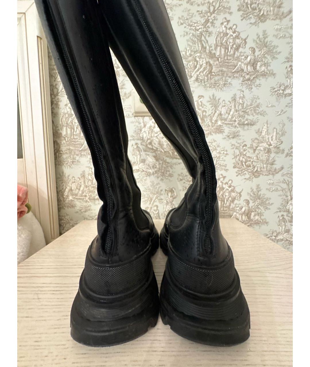 ALEXANDER MCQUEEN Черные кожаные сапоги, фото 4