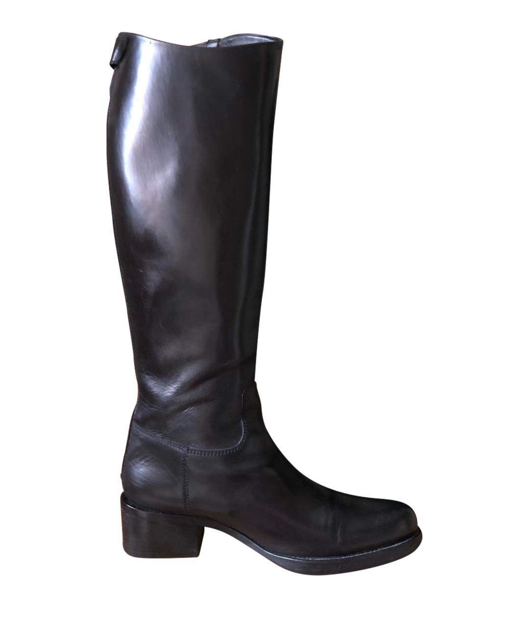 JIL SANDER Черные кожаные сапоги, фото 1