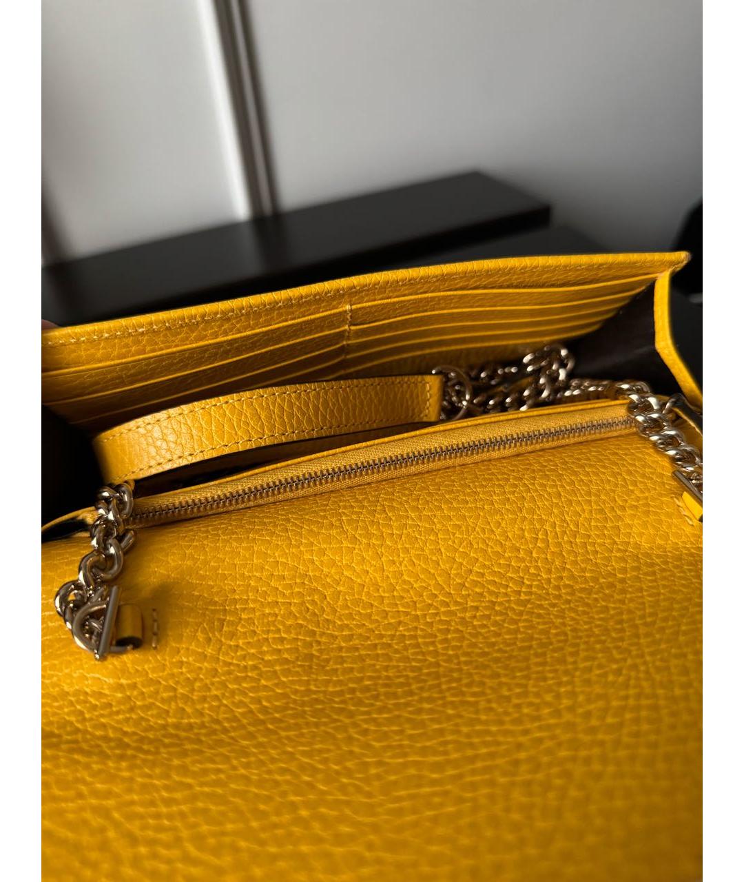 GUCCI Желтая кожаная сумка через плечо, фото 4