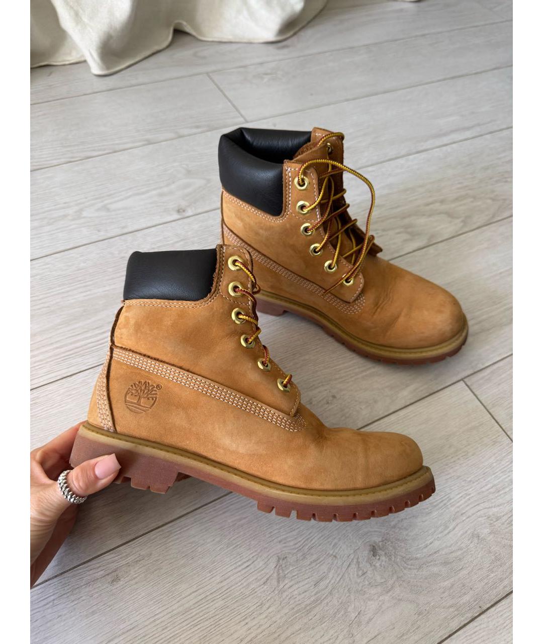 TIMBERLAND Горчичные кожаные ботинки, фото 2