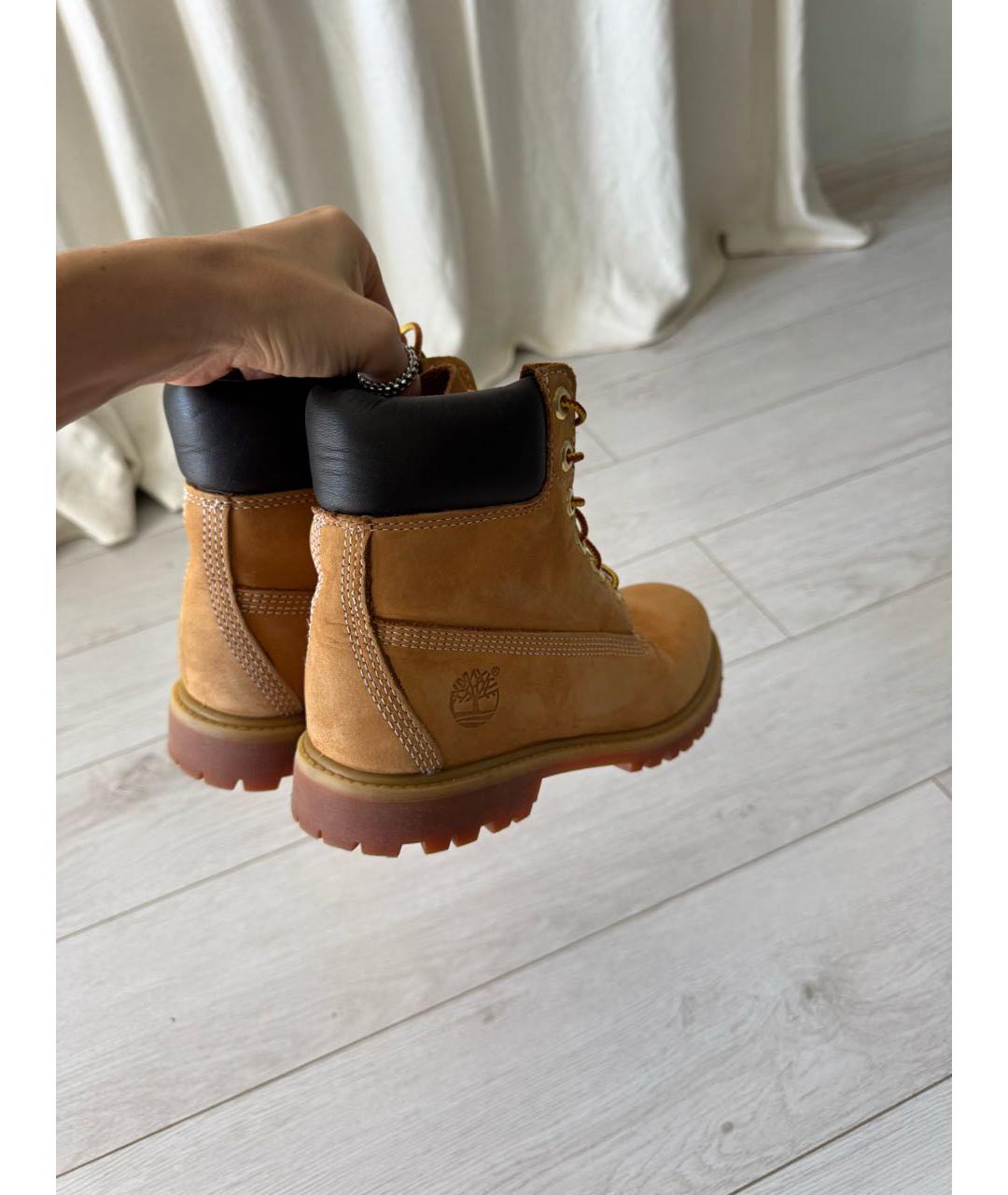 TIMBERLAND Горчичные кожаные ботинки, фото 4