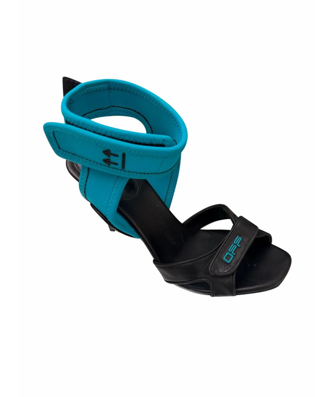 OFF-WHITE Бирюзовые кожаные босоножки, фото 1