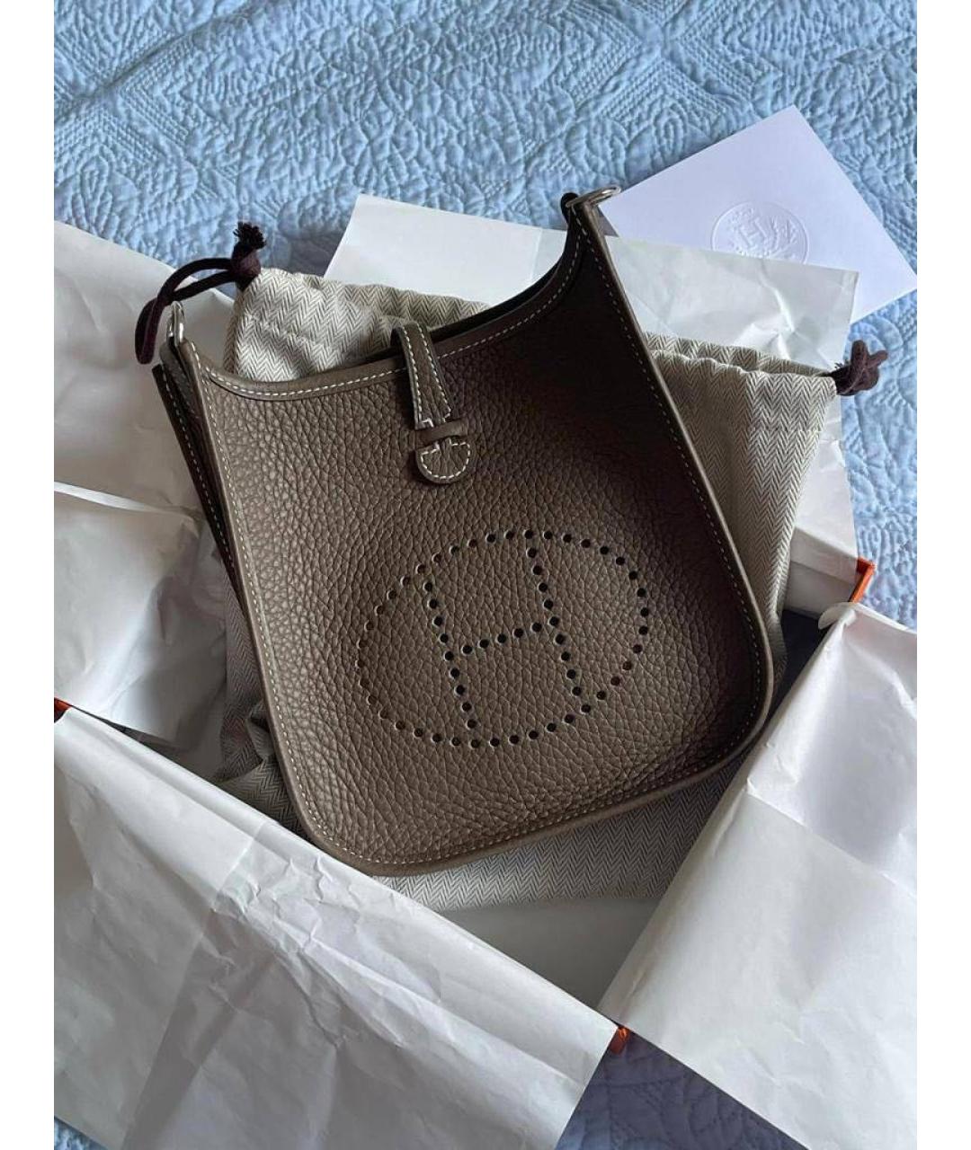 HERMES Бежевая кожаная сумка через плечо, фото 5