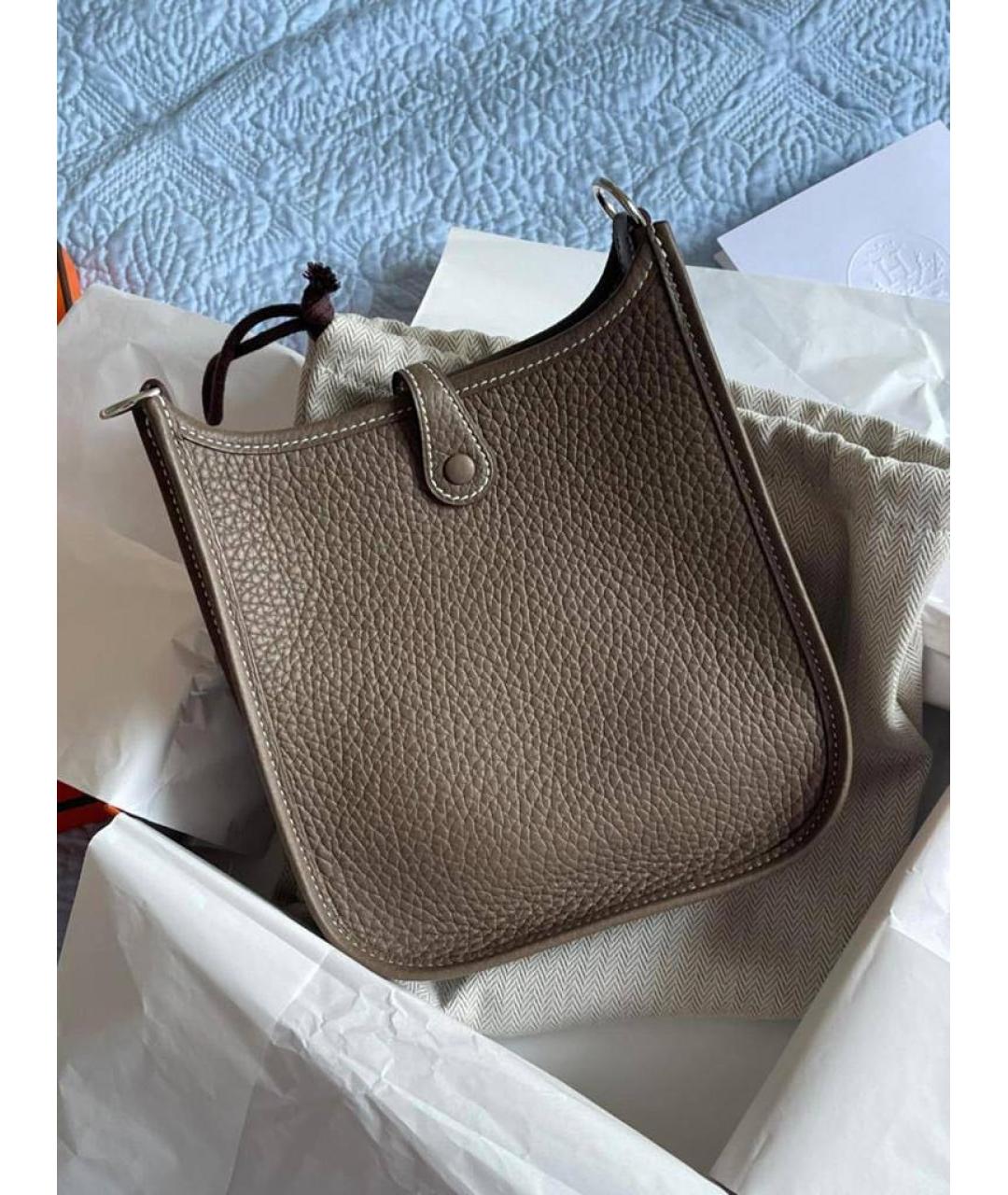 HERMES Бежевая кожаная сумка через плечо, фото 3