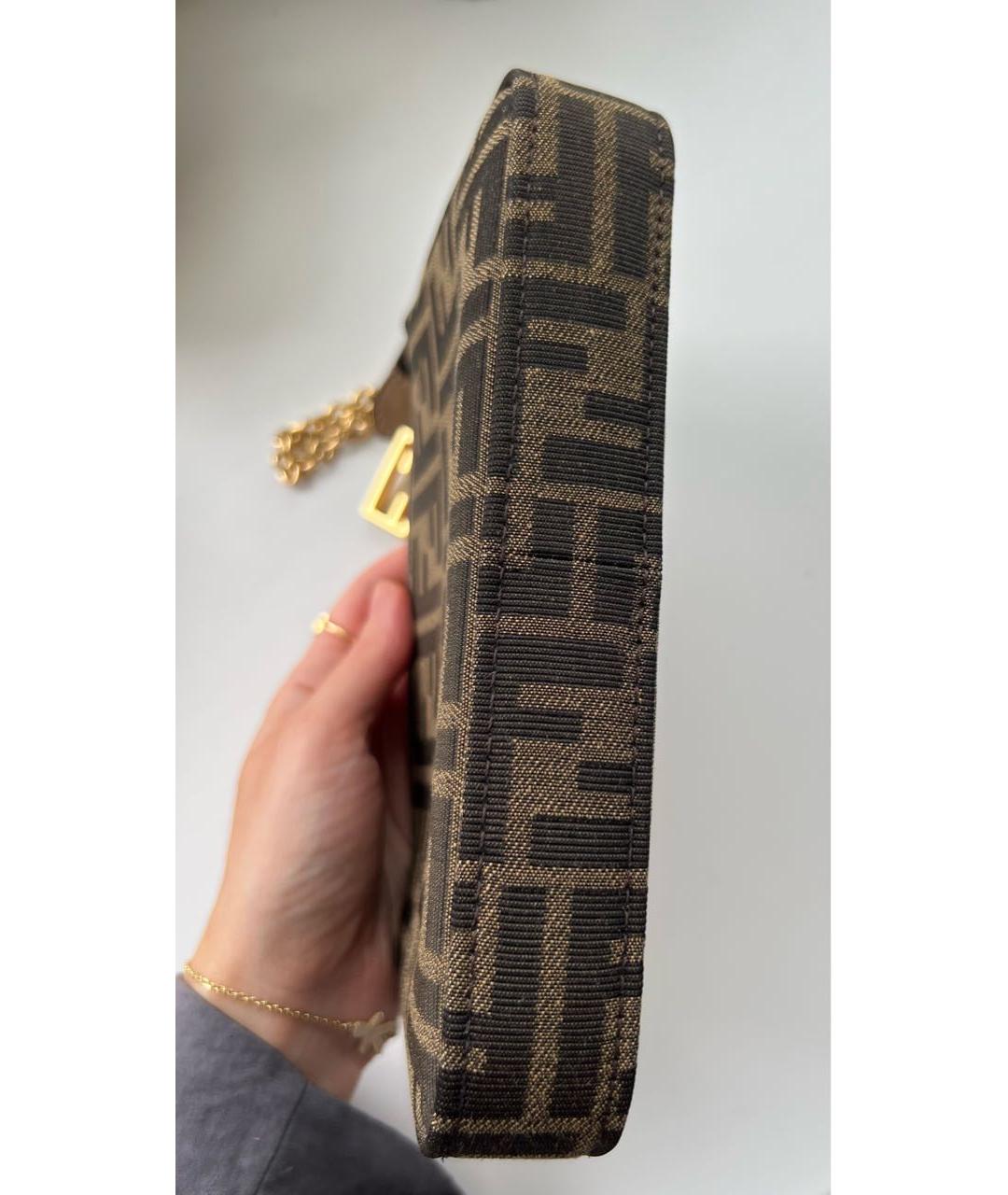 FENDI Коричневая жаккардовая сумка через плечо, фото 7